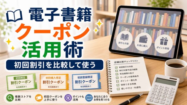 電子書籍の初回70%OFF・50%OFFクーポンを複数ストアで全部使う方法｜比較のアイキャッチ画像