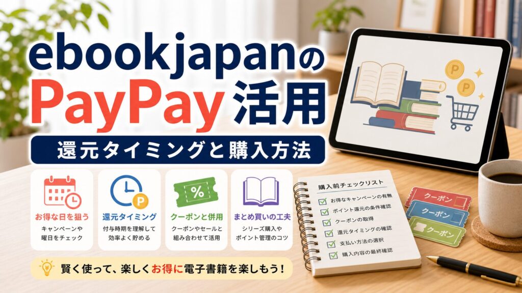 ebookjapanのPayPay還元率を最大化するタイミングと購入方法｜比較のアイキャッチ画像