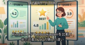 Kindleストアとebookjapanを比較：総合読書とマンガ購入の違い