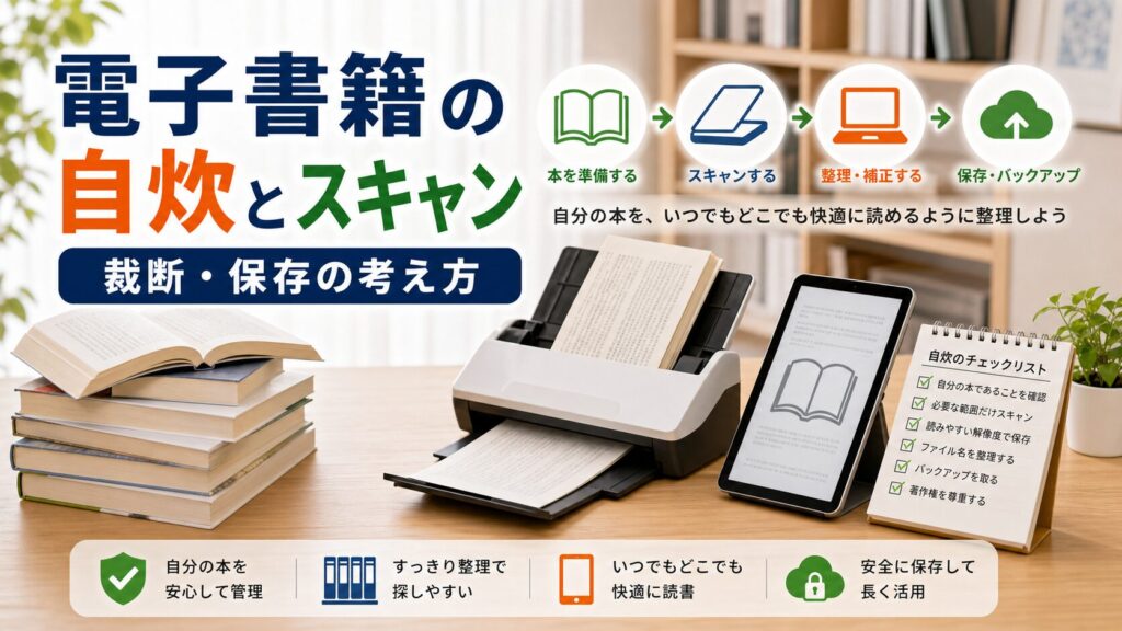 電子書籍の自炊（スキャン）と裁断：自分で作るデジタル本の方法｜比較のアイキャッチ画像