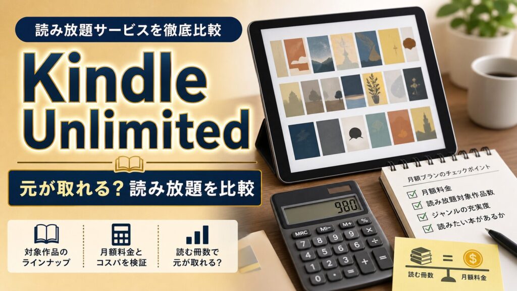 Kindle Unlimitedは元が取れるか？読み放題対象作品の実態｜比較のアイキャッチ画像